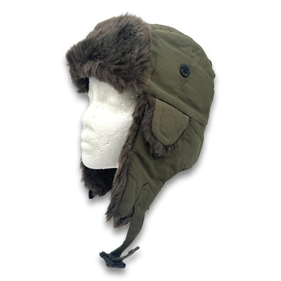 Olive Green Aviator Soft Faux Fur Ear Flap Hat Winter Ski Trooper Trapper Hat - Picture 3 of 8